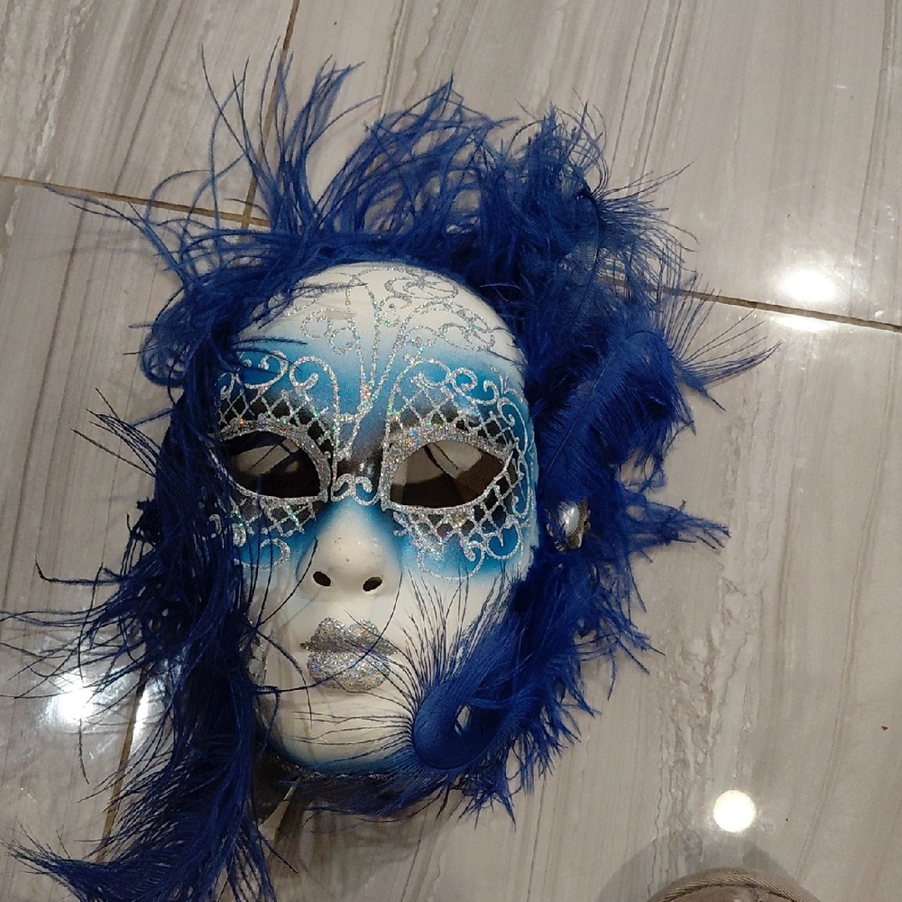 La Maschera Del Galeone Blue and White Mask